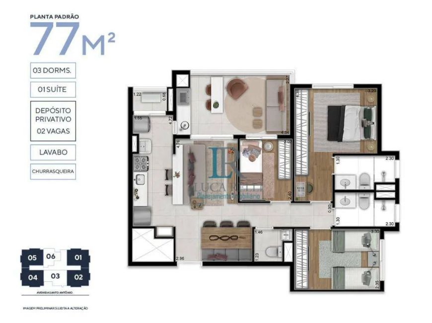Apartamento com 3 dormitórios à venda, 77 m² por R$ 821.350,43 - Vila Osasco - Osasco/SP