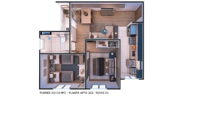 QUADRA QNM 29 Torres do Campo Ceilândia Sul Garden 2 Quartos 45m² 1 Vaga Lazer