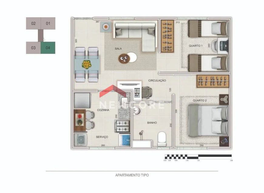 Apartamento em Rua Filomena Jardim Volga - Chácaras Bom Jesus - Contagem/MG