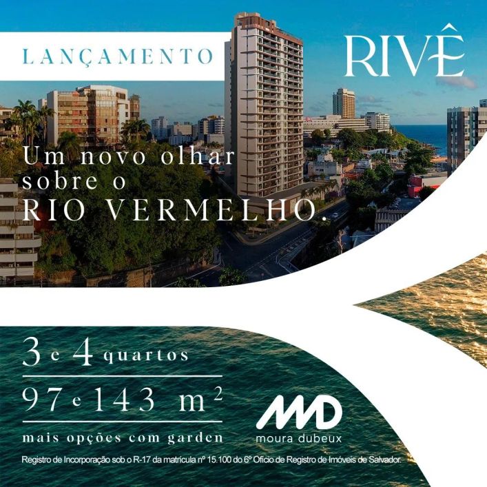 Apartamento LANÇAMENTO 3 e 4/4 VISTA MAR, com suíte master e gardem - RIO VERMELHO