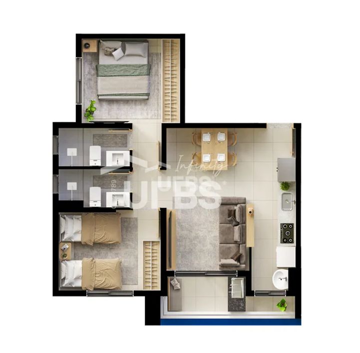 MOOD Clube House - Apartamento 2 quartos, sendo 1 suíte