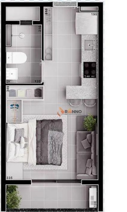 Studio com 1 dormitório à venda, 26 m² por R$ 355.400,00 - Portão - Curitiba/PR