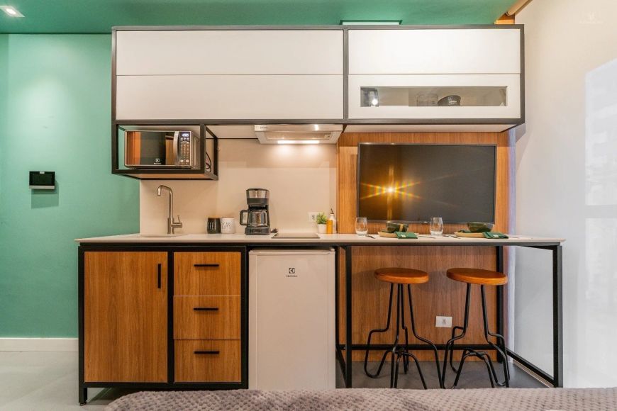 Studio mobiliado e equipado pronto para locação