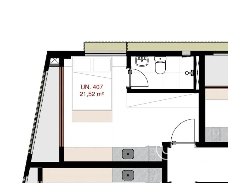 Studio com 21m² no Água Verde, Curitiba/PR