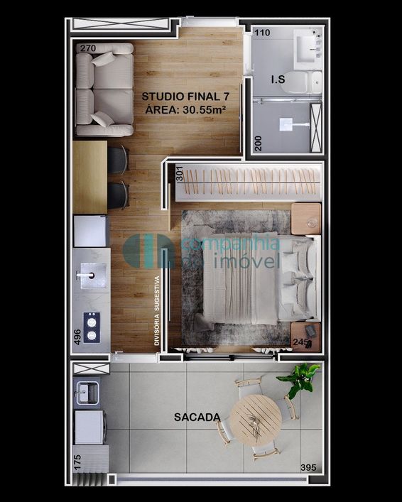 Studio com Garden no Bacacheri