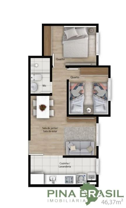 Apartamento para Venda em Curitiba, Atuba, 2 dormitórios, 1 banheiro, 1 vaga