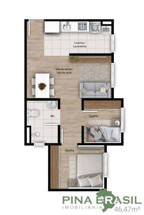 Apartamento para Venda em Curitiba, Atuba, 2 dormitórios, 1 banheiro, 1 vaga