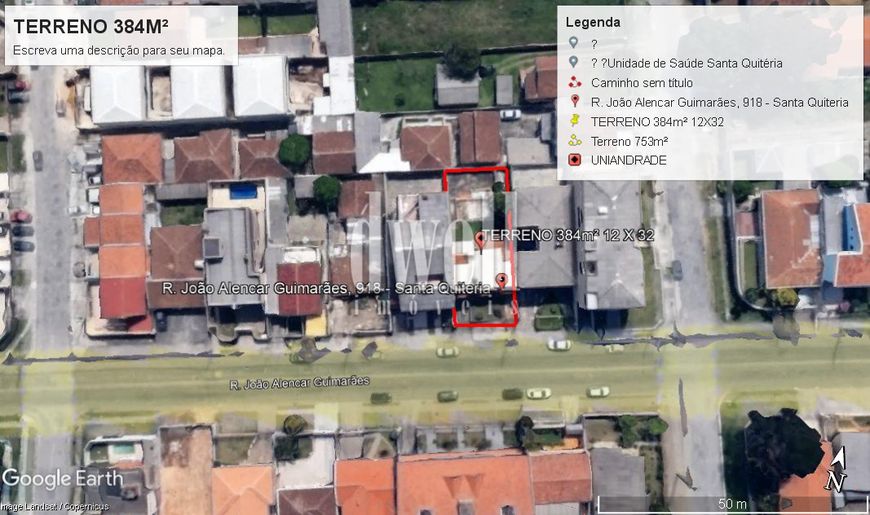 TERRENO à venda com 384m² por R$ 796.000,00 no bairro Santa Quitéria - CURITIBA / PR