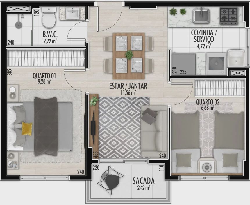 Apartamento para venda possui 42 m² com 2 quartos e 1 vaga em Capão Raso