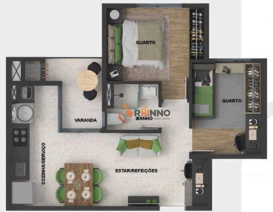 Apartamento com 2 quartos, 45,62 m² no bairro Novo Mundo.