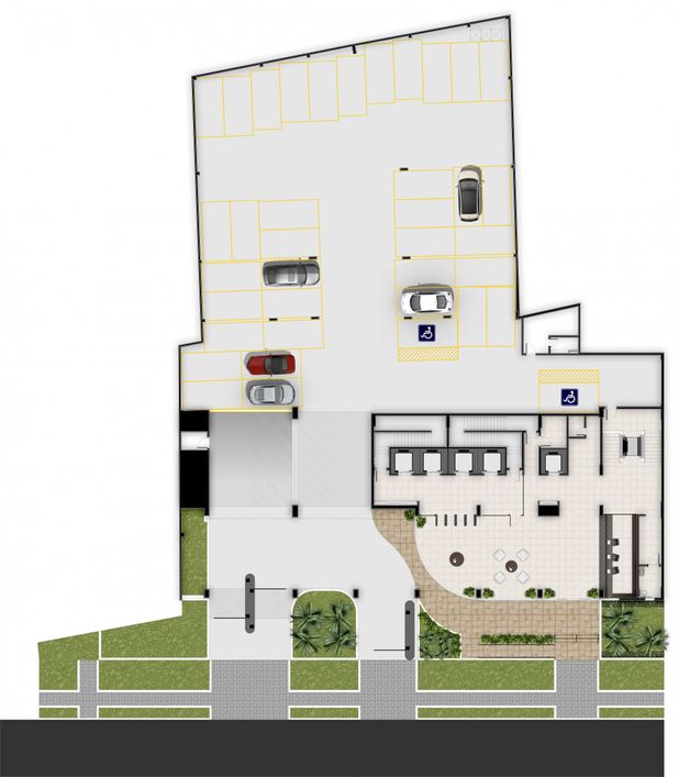 ESPAÇO COMERCIAL com quatro elevadores, duas salas para reuniões, salão de convenções e portaria mon