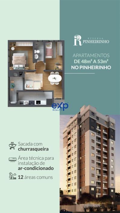 Apartamentos para venda no bairro Pinheirinho com unidades a partir de 48,05 m².