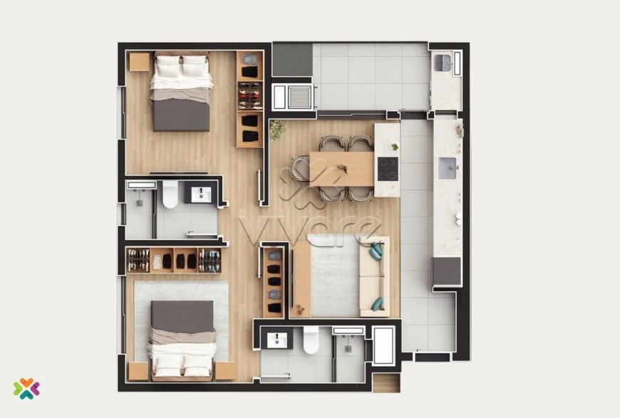 PRONTO! Apartamento com 2 quartos e garagem Bairro Cabral à venda