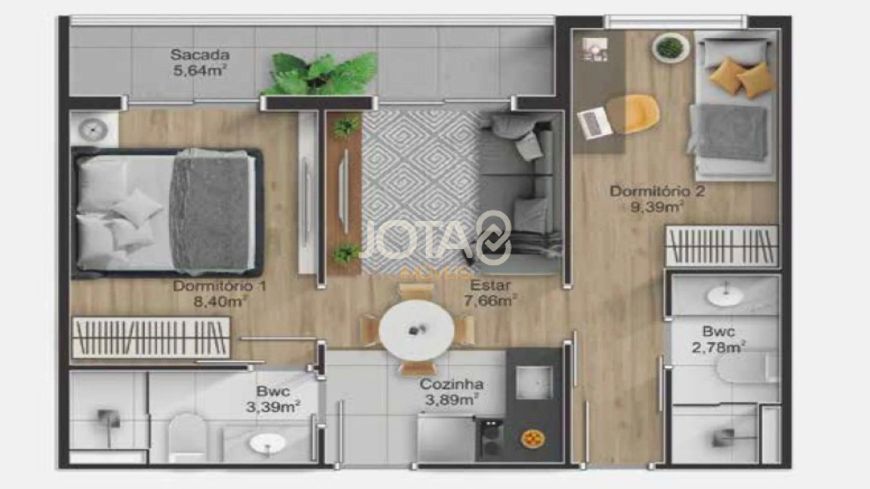 UNIKKO EASY LIFE COM DUAS SUÍTES UNIKKO na Avenida Silva Jardim com 2 suítes - J8