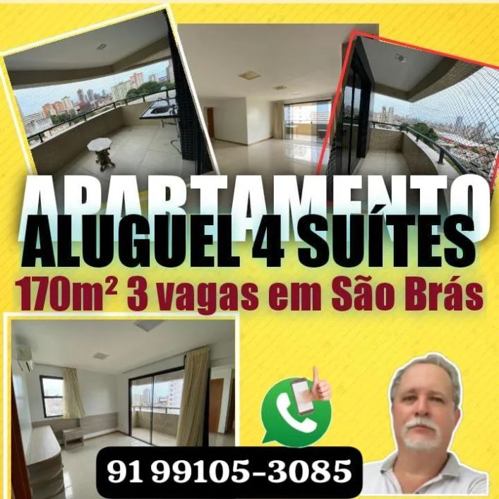 Apartamento para Aluguel com 170 m² com 4 suítes, 3 vagas em São Brás - Belém - PA